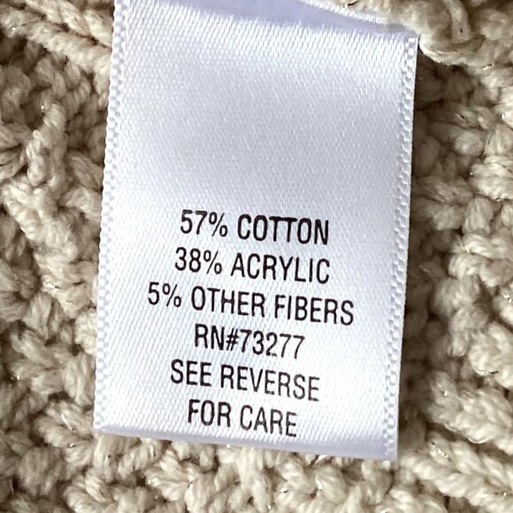 Croft & Barrow Women's Glittery Mock High Neck Sweater Size M Cable Knit Cream - Picture 6 of 6